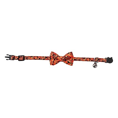 MINAOLULUS 1stk Halloween-Kragen Halloween-katzenhalsband Kettenhalskette Für Jungen Katzenhalsband Für Jungen Hundebogen Verstellbare Haustierhalskette Kürbis Hund Orange Baumwolle Polyester von MINAOLULUS