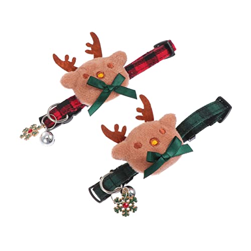 MINAOLULUS 2 STK Halsband Weihnachtshundehalskette Kleine Hundehalsbänder Katze Weihnachtsfliege Jingle Bell-Kragen Hundehalsbänder Für Welpen Weihnachtskätzchenhalsbänder Rot Baumwolle von MINAOLULUS