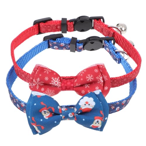 MINAOLULUS 2st Haustierhalsband Verstellbarer Katzenglockenkragen Geschenkschleifen Für Welpe Santa Glockenhalsbänder Weihnachtskätzchenschleife Winter Hundehalsband Polyester von MINAOLULUS