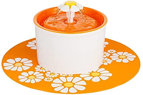 Haustier-Wasserbrunnen, 54oz/1.6L Automatischer Katzen-Wasserbrunnen, Hundebrunnen mit 1 Ersatzfilter & 1 Silikonmatte für Katzen, Hunde, andere Haustiere (Orange) von MINGPINHUIUS