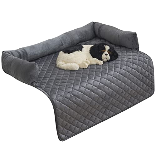 MINGPINHUIUS Hundebett Sofaschutz Samt Hundematte Hundesofa Couchkissen für Hunde Katze, Haustier Sofamatte Hundematratze mit Rutschfester Unterseite weich, waschbar (75x120CM, Dunkelgrau) von MINGPINHUIUS