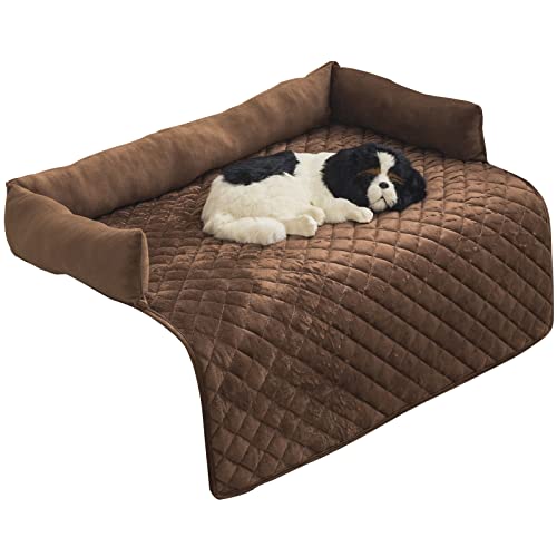 MINGPINHUIUS Hundebett Sofaschutz Samt Hundematte Hundesofa Couchkissen für Hunde Katze, Haustier Sofamatte Hundematratze mit Rutschfester Unterseite weich, waschbar (75x120CM, Kaffeebraun) von MINGPINHUIUS