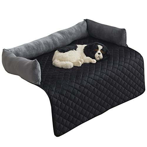 MINGPINHUIUS Hundebett Sofaschutz Samt Hundematte Hundesofa Couchkissen für Hunde Katze, Haustier Sofamatte Hundematratze mit Rutschfester Unterseite weich, waschbar (75x120CM, Schwarz) von MINGPINHUIUS