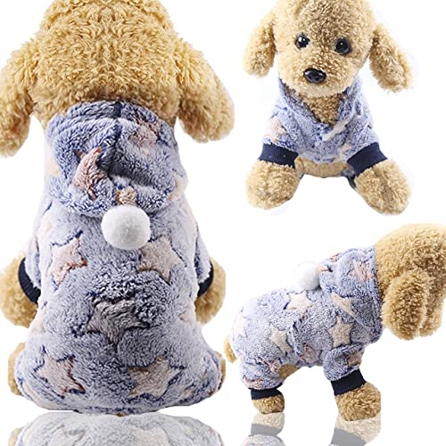 MINGSO Hundebekleidung Pyjamas Fleece Overall Winter Hundebekleidung Vier Beine Warme Haustierbekleidung Outfit Kleine Hundekostüm Bekleidung von MINGSO