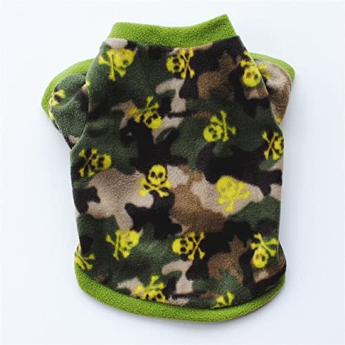 MINGSO Warme Fleece-Haustier-Hundekleidung, niedlicher Schädel, Bedruckt, Haustiermantel, Hündchen, Hemdjacke, französische Bulldogge, Pullover, Tarnung, Hundekleidung von MINGSO