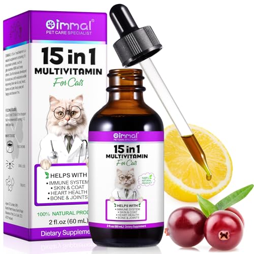 15-in-1-Multivitamintropfen für Katzen, Vitamine und Nahrungsergänzungsmittel für Katzen – Flüssige Multivitamine für Katzen unterstützen die Immungesundheit sowie die Hüft- und Gelenkgesundheit von MINGYITUO