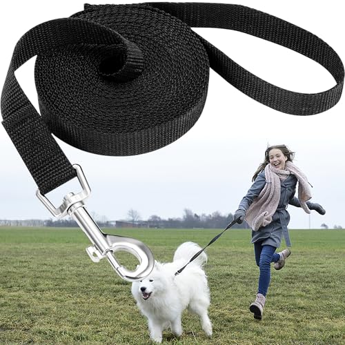 MINGZE Hundeleine, Nylon-Trainingsleine, Hund Zugseil, für große und mittlere Hunde, kleine Hunde, ideal für Hundetraining, Spielen, Camping oder Garten (3m*2.5cm, Schwarz) von MINGZE