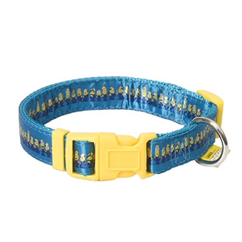 Minions The Rise of Gru Medium Hundehalsband | Mittelblaues und gelbes Hundehalsband Minions in einer Reihe | Hundehalsband für mittelgroße Hunde mit D-Ring, niedlicher Hundebekleidung und Zubehör für von MINIONS