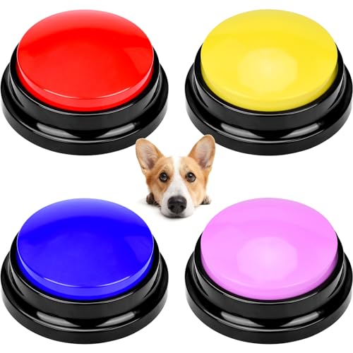 MINSHUXI 4 Stück Farbige Buzzer Mit Aufnahmefunktion Buzzer Mit Aufnahmefunktion Buzzer Hund Hundeknopf für Hund Interaktion von MINSHUXI