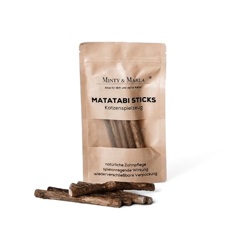 Minty&Marla® | 5X Matatabi Sticks für Katzen | Katzen Zahnpflege Natur | Kauknochen Katzen | Katzen Sticks aus Matatabi Holz | Katzen Zahnbürste | Matatabi Katzenspielzeug Selbstbeschäftigung von MINTY & MARLA Alles für dich und deine Katze