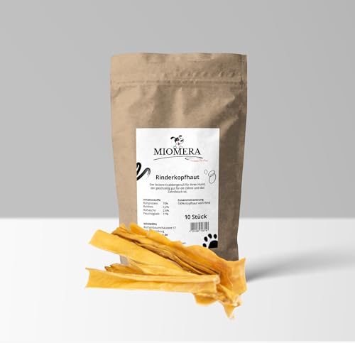 MIOMERA Rinderkopfhaut 1kg - Premium Kausnack und natürliche Zahnpflege für Deinen Hund! Handsortiert in Schleswig-Holstein | 15cm Stücke | 100% Rind | ideale Zahnreinigung von MIOMERA Premium Pet Food