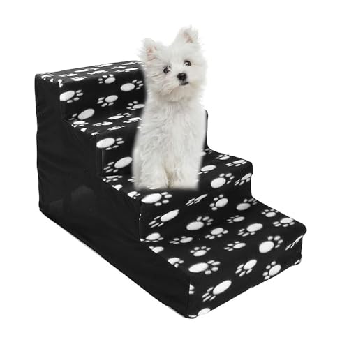 MIOTEQ Haustiertreppe, 4-stufige rutschfeste Hundetreppe for Sofa und Bett, leichte Hundetreppe mit abnehmbarem Bezug (Color : Black) von MIOTEQ