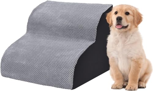 MIOTEQ Hundestufen, 2-Stufen-Hundetreppe for Bettsofa, Haustierrampe aus hochdichtem Schaumstoff, abnehmbare, waschbare Haustierleiter for kleine Hunde und ältere Katzen, um auf das Bett zu gelangen ( von MIOTEQ