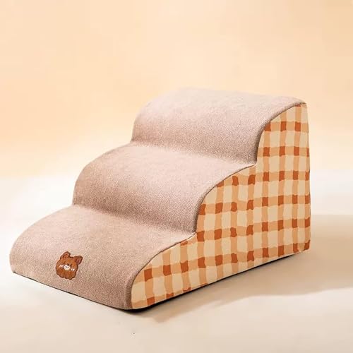 MIOTEQ Hundestufen for Hochbetten, hochdichte Schaumstoff-Hundetreppen, leicht zu besteigende Haustierrampe, große rutschfeste Hunderampen for Sofas mit waschbarem Bezug (Size : 3 Steps) von MIOTEQ