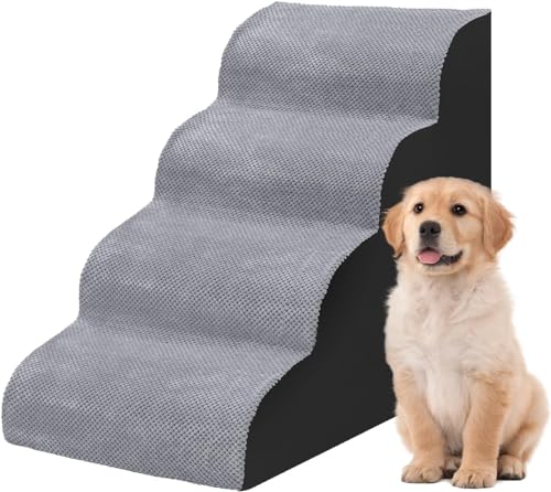 MIOTEQ Hundestufen for Sofa, 2-Stufen-Hundetreppe for kleine Hunde, Katzenrampenleiter aus hochdichtem Schaumstoff mit waschbarem Bezug und Rutschfester Unterseite for alte verletzte Haustiere (Size von MIOTEQ