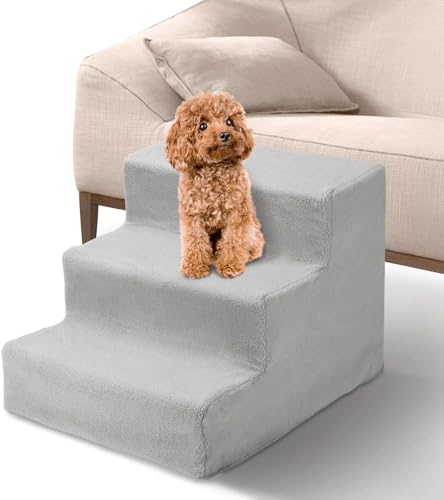 MIOTEQ Hundetreppe for Bett/Sofa, Hundetreppe, 3-stufige Hundetreppe, rutschfeste Haustiertreppe for Hunde und Katzen, tragbare Haustiertreppe mit abnehmbarem und waschbarem Bezug for kleine und älter von MIOTEQ