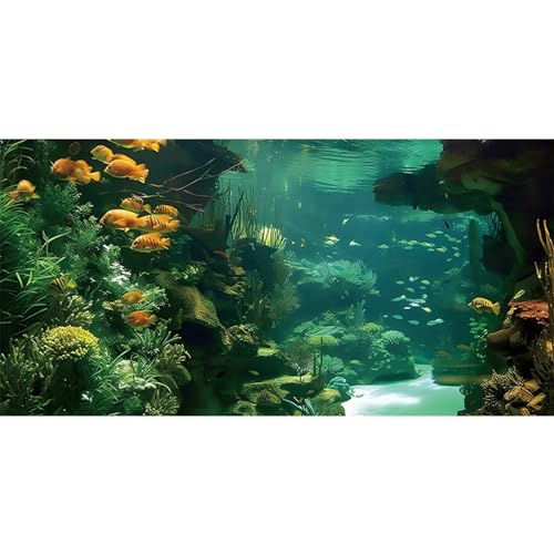 MIRRORANG 120x50cm Unterwasser Aquarium Hintergrund Koralle Wasserpflanze Hintergrund Unterwasser Thema Fisch Tank Poster von MIRRORANG