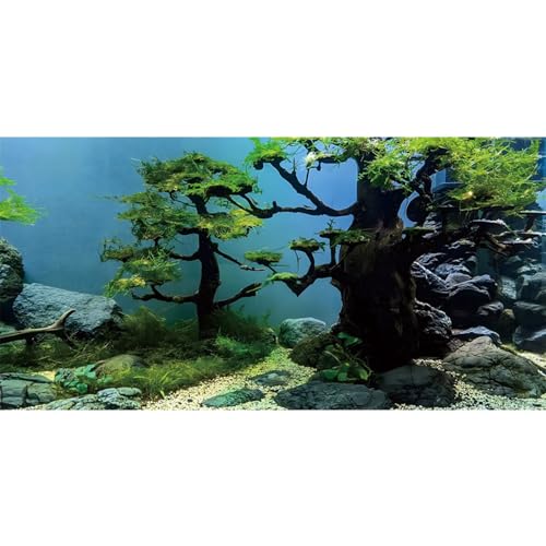 MIRRORANG 120x61cm Aquarium Hintergrund Riesiger Baum Aquarium Hintergrund Steine Flussbett & See Aquarium Hintergrund Vinyl Hintergrund von MIRRORANG