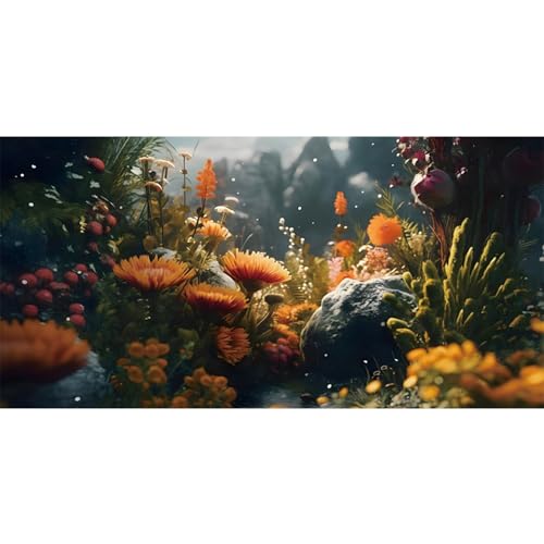 MIRRORANG 180x46cm Aquarium Hintergrund Bunte Blumen Aquarium Hintergrund Flussbett & See Aquarium Hintergrund Vinyl Hintergrund von MIRRORANG