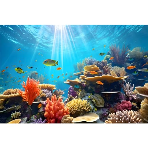 MIRRORANG 180x46cm Ozean Unterwasser Thema Aquarium Hintergrund Sonnenlicht Koralle Fisch Tank Hintergrund Unterwasserwelt Fisch Tank Bilder von MIRRORANG