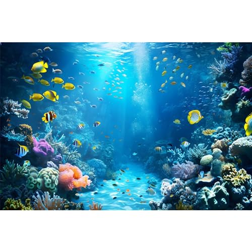 MIRRORANG 61x41cm Ozean Unterwasser Thema Aquarium Hintergrund Bunte Koralle Tropische Fische Tank Hintergrund Unterwasserwelt Fisch Tank Hintergrund von MIRRORANG