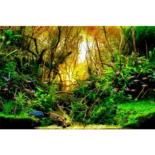 MIRRORANG 76x46cm Aquarium Hintergrund Wasserpflanze Zweige Aquarium Hintergrund Flussbett & See Aquarium Hintergrund von MIRRORANG