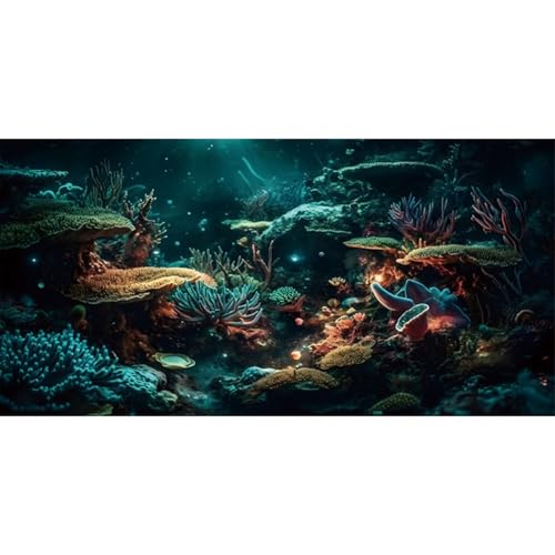 MIRRORANG 91x41cm Unterwasserwelt Hintergrund Schwarzer Meeresboden Marine Aquarium Korallenriff Fotohintergrund Dunkle Koralle Blase Aquarium Hintergrunddekoration von MIRRORANG