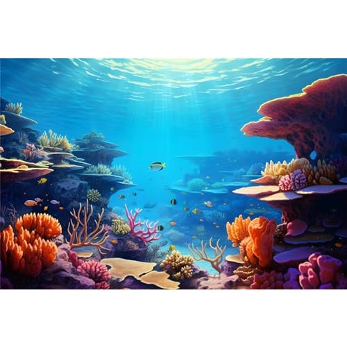 MIRRORANG 91x50cm Bunte Koralle Tropische Fische Tank Hintergrund Unterwasser Thema Aquarium Hintergrund Unterwasserwelt Fisch Tank Bilder von MIRRORANG