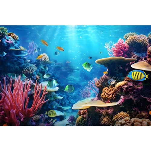 MIRRORANG 91x50cm Bunte Koralle Tropische Fische Tank Hintergrund Unterwasser Thema Aquarium Hintergrund Unterwasserwelt Fisch Tank Hintergrund von MIRRORANG