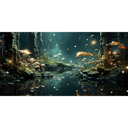 MIRRORANG 91x50cm Tropischer Regenwald Aquarium Hintergrund Nacht Blumen Dreamy Aquarium Hintergrund Natur Aquarium Hintergrund von MIRRORANG