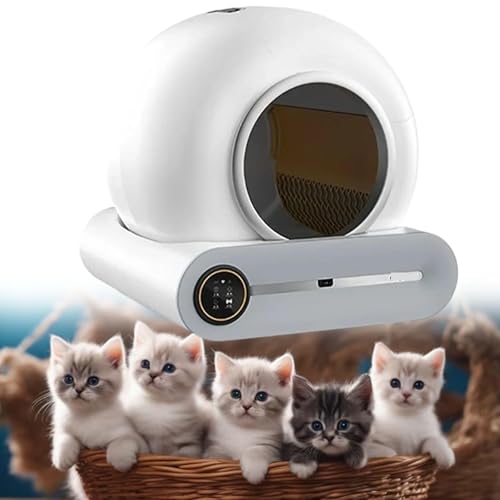 Smarter Katzentoilettenroboter Mit Geruchskontrolle, GroßE Katzentoilette Mit Abdeckung, Geschlossene Katzentoilette FüR Mehrere Katzen, Zusammenbaubar, FüR Den Innenbereich, Verhindert Urinverlust von MIRRSSET