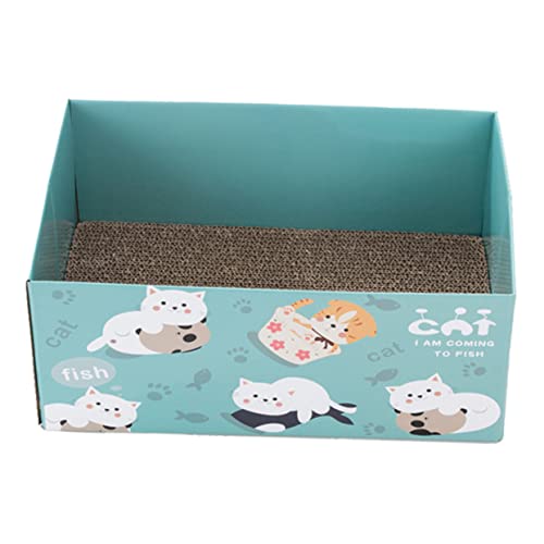 Box Katze Wellpappe Blau Spielzeug Bodenliege Blau Liege Karton Kratzunterlage Katzenkratzbox Katzenminze Kratzbox Katzenminze Kratzbox Katze Wellenkratzer Haustierbedarf Haustier Kratzbox Set von MISETA