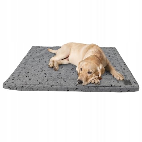 Hundebett Waschbar 120x80cm, Grau mit Muster - Komfortables und hochwertiges Dog Bed für Hunde - Schlafplätze & Möbel für Hunde, robuste und Pflegeleichte Hundematte für den Alltag in Innenräumen. von MISIOO