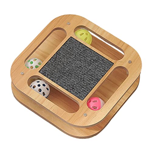 MISNODE Holz-Katzenspielzeug mit Glockenrollball, Katzenzubehör, lustige Roller-Katzenspielzeugbälle, Katzenkratz-Pads, Spaß für Katzen und Kätzchen, Geschenke für Ihre Katzen von MISNODE