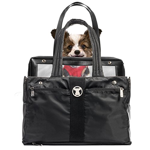 MISO PUP Haustier-Transportbox für kleine Hunde, zeitlos, austauschbar, von Fluggesellschaften zugelassen, mit Taschen, Schwarz von MISO PUP