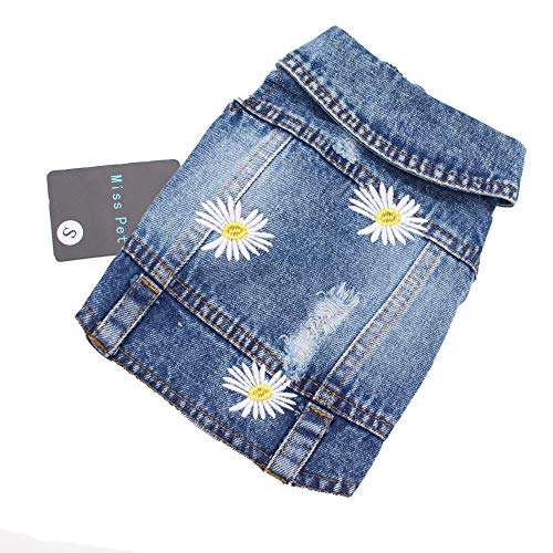 Haustierkleidung Denim Hundekostüm Sommer Cowboy Weste Daisy Shirt Jeans Jacke Welpen Kleidung für Chihuahua Yorkies von MISS PET