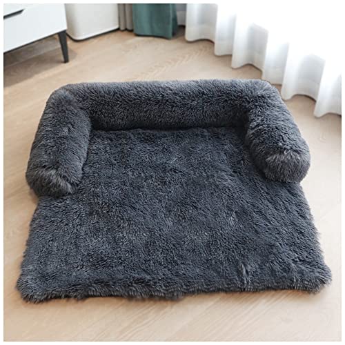 Flauschige Plüsch Hundebetten Katzenbett, Hundebett Couch für Sofaschutz, Hundematte, Haustierbett für Große Mittelgroße Hunde und Katzen, Hundedecke mit Reißverschluss,B-Grau2,XS(105x93x20cm) von MISSMAO