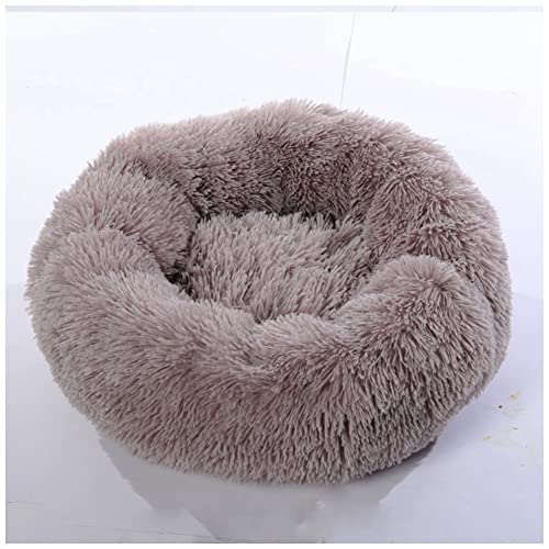 MISSMAO Deluxe-Haustierbett,für Katzen und Hunde, Hundebett Katzenbett Flauschig Rund aus Plüsch Donut Kuscheliges Hundekissen Hundekorb Waschbar,Beige Brown,100cm von MISSMAO