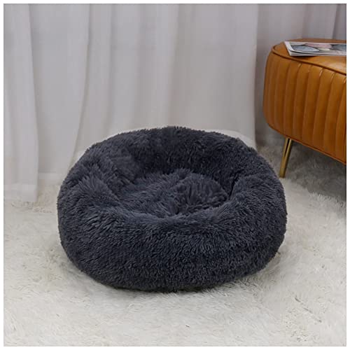 MISSMAO Deluxe-Haustierbett,für Katzen und Hunde, Hundebett Katzenbett Flauschig Rund aus Plüsch Donut Kuscheliges Hundekissen Hundekorb Waschbar,Grau2,110cm von MISSMAO