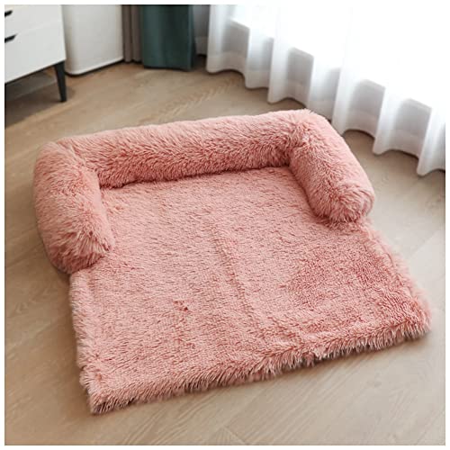 MISSMAO Flauschige Plüsch Hundebetten Katzenbett, Hundebett Couch für Sofaschutz, Hundematte, Haustierbett für Große Mittelgroße Hunde und Katzen, Hundedecke mit Reißverschluss,B-Pink,XL(90x85x20cm) von MISSMAO