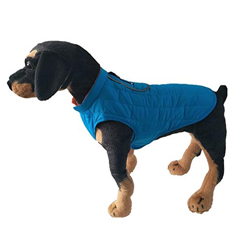 MISSMAO Fleece Gefütterte Hundejacke sehr Warm für Winter und kaltes Wetter Extraweiche Winddichte Hundeweste Blau 2XL von MISSMAO