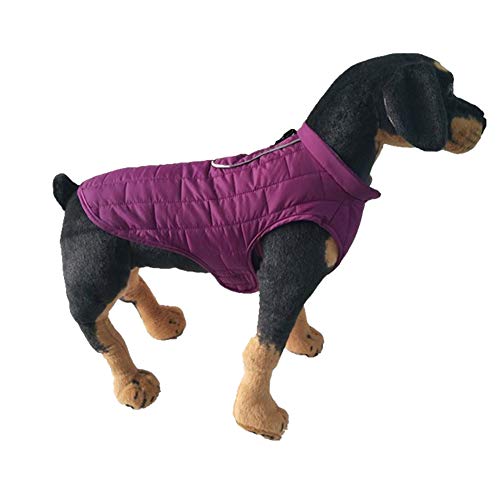 MISSMAO Fleece Gefütterte Hundejacke sehr Warm für Winter und kaltes Wetter Extraweiche Winddichte Hundeweste Lila 2XL von MISSMAO