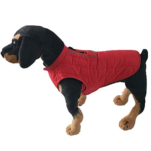 MISSMAO Fleece Gefütterte Hundejacke sehr Warm für Winter und kaltes Wetter Extraweiche Winddichte Hundeweste Rot 2XL von MISSMAO