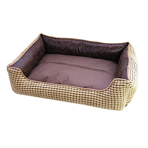 MISSMAO Großer Hundebett Haustierbett für Katzen und Hunde Rechteck Ultra Weicher Plüsch luxuriöse Haustier-Schlafsack Maschine Waschbar Beige von MISSMAO