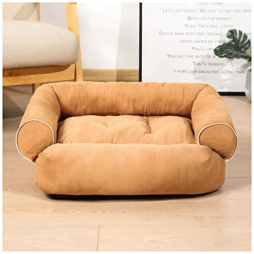 MISSMAO Hundebett Ergonomisches Hundesofa - Superweich Welpenbett Katzenbett für Drinnen und Draußen, Haustierbett für Kleine und Mittlere Hunde und Katzen,Khaki,XL(70x55x22cm) von MISSMAO