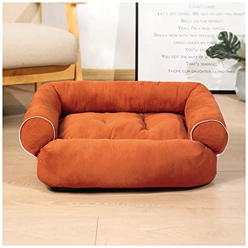 MISSMAO Hundebett Ergonomisches Hundesofa - Superweich Welpenbett Katzenbett für Drinnen und Draußen, Haustierbett für Kleine und Mittlere Hunde und Katzen,Orange,S(45x35x18cm) von MISSMAO