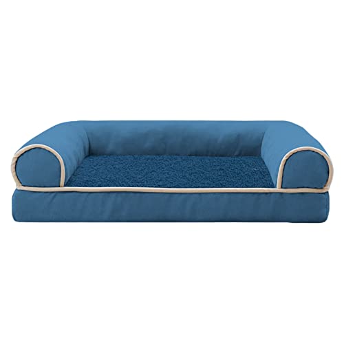 MISSMAO Hundebett Hundekörbchen Hundesofa Hundekissen Hundekorb Bezug Waschbar Flauschig Kuschelig Matratze Hundematte mit Rutschfester Unterseite,Blau,M(34x32x6.5cm) von MISSMAO