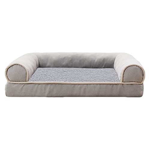 MISSMAO Hundebett Hundekörbchen Hundesofa Hundekissen Hundekorb Bezug Waschbar Flauschig Kuschelig Matratze Hundematte mit Rutschfester Unterseite,Grau1,L(53x39x9cm) von MISSMAO