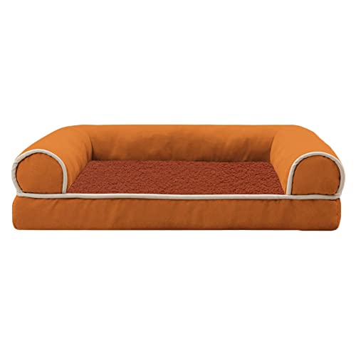 MISSMAO Hundebett Hundekörbchen Hundesofa Hundekissen Hundekorb Bezug Waschbar Flauschig Kuschelig Matratze Hundematte mit Rutschfester Unterseite,Orange,L(53x39x9cm) von MISSMAO