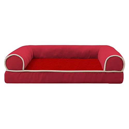 MISSMAO Hundebett Hundekörbchen Hundesofa Hundekissen Hundekorb Bezug Waschbar Flauschig Kuschelig Matratze Hundematte mit Rutschfester Unterseite,Rot,L(53x39x9cm) von MISSMAO